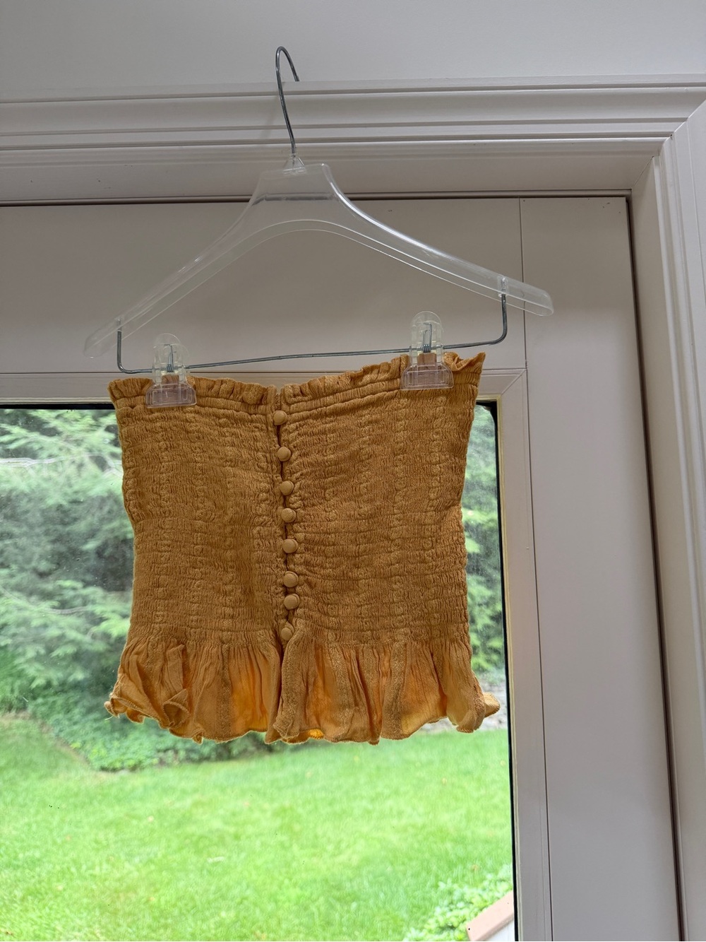Smocked Strapless Tube Top in Yellow